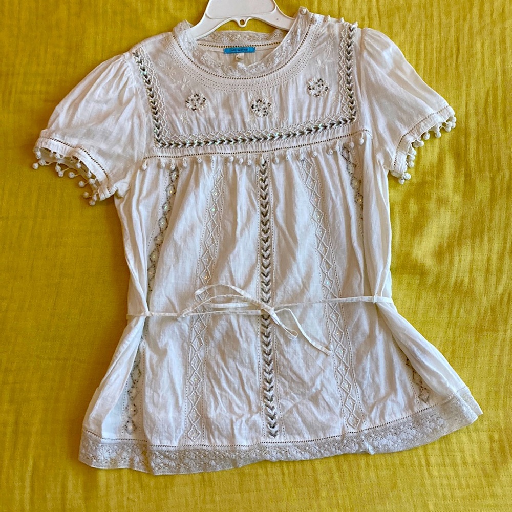 Beaded Pom Pom trimmed Top